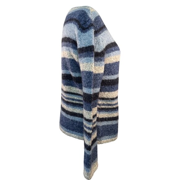 Marks & Spencer St Michael Womens Wool & Mohair Blend Striped Sweater UK 10 Blue - Picture 8 of 8